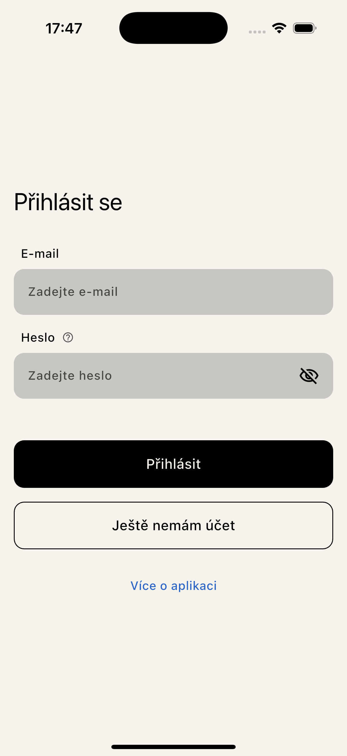 Flutter Auth Flow – přihlašovací obrazovka