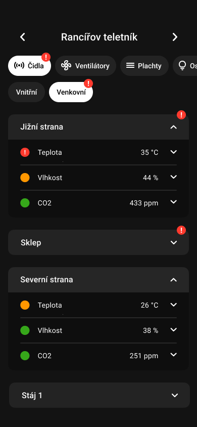 Inteligentní stáj – přehled senzorů